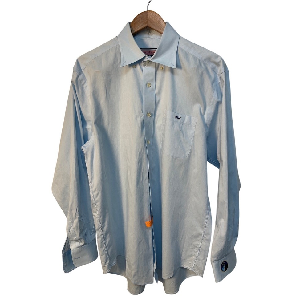 Vineyard Vines Mens Tucker Shirt Light Blue Cotton Button Down Size M Patch Cuff